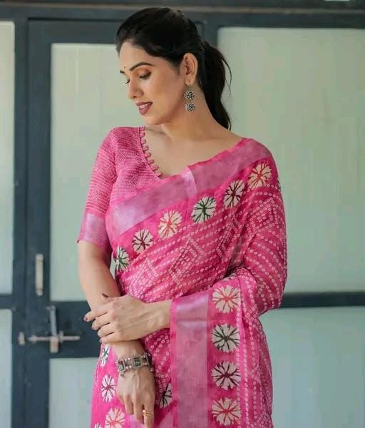 Women 's linen cotton saree party daily