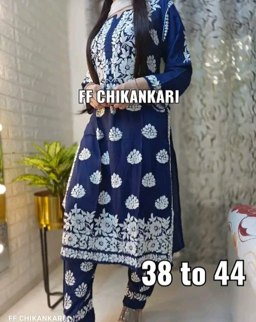 Chikankari kurti and plazoo