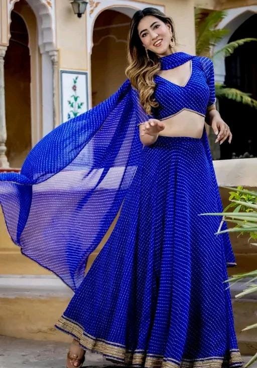 Women's georgette solid party wear lehenga