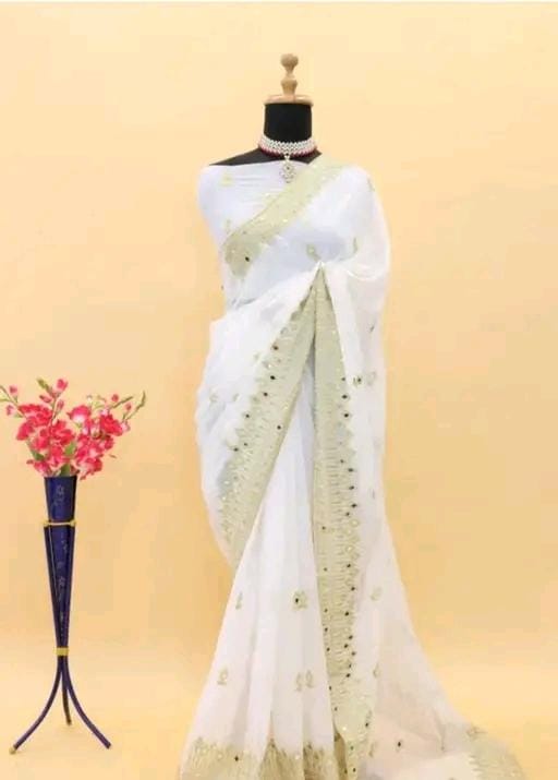 Embroidery mirror saree