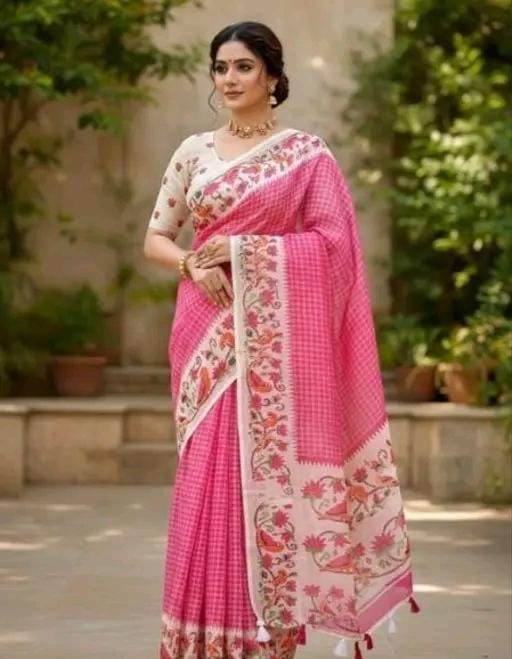 Cotton lilan digital print saree