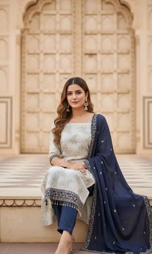 Lavza women classic jeorgette frock plazzo set suit