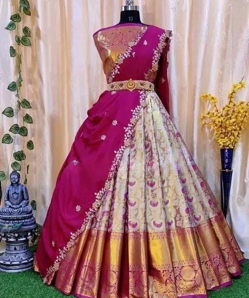 Traditional silk lehenga choli with dupatta