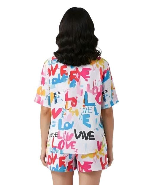 Laycra printed shirt & shorts co -co ord set for women