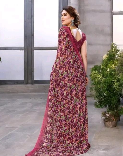 Daily wear georgette saree with blouse (pack of 2)