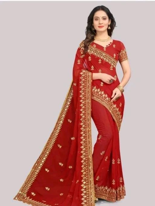 Embroidery mirror saree