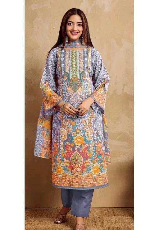 New printed suit with floral design pure cotton