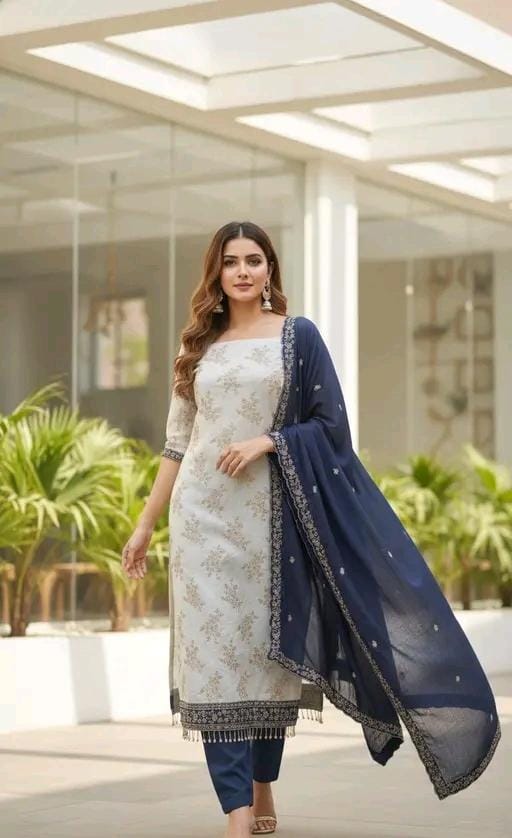 Lavza women classic jeorgette frock plazzo set suit