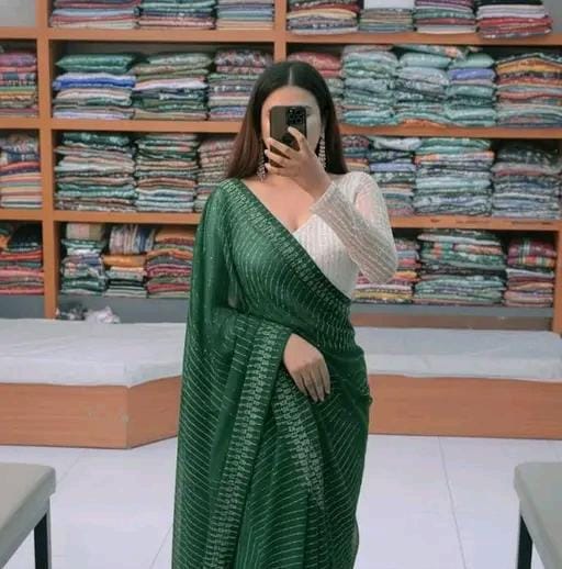 Georgette cutwork diamonds saree with blouse,saree ready tp bear