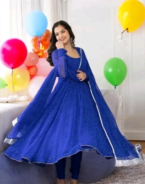 Women fancy georgette akarkali gown with dupatta