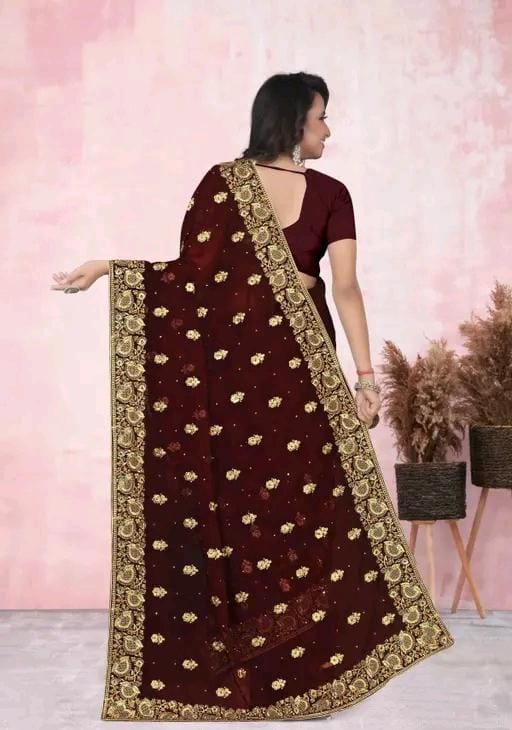 Heavy work with full diamond (stone)handwork saree