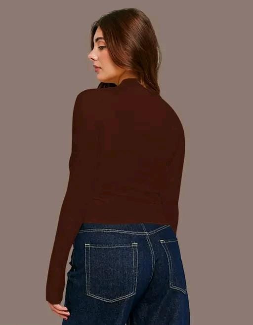Casual polyester ribbed blend round neck full sleeves stylish