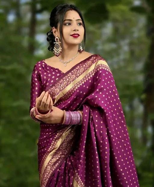Designer jacquard saree with golden zari blouse