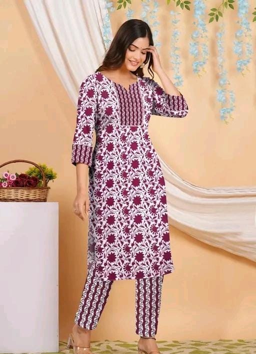 Women printed kurta with bottom