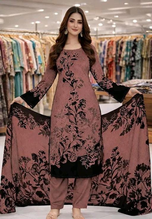 Women print creps suit & dress materials with dupatta