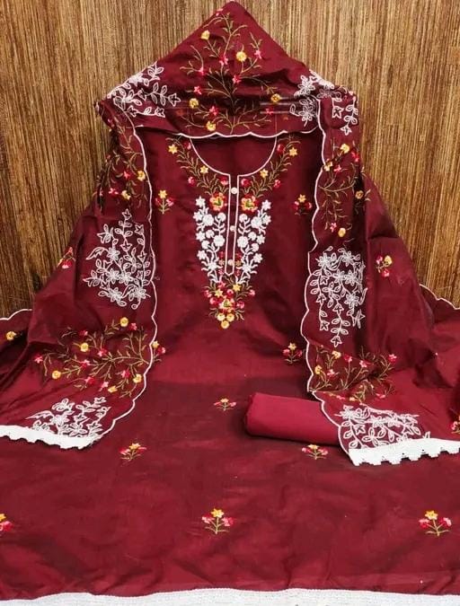 Chanderi cotton salwar suit with dupatta set