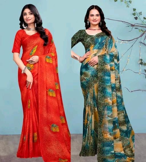 Fancy georgette printed saree for women