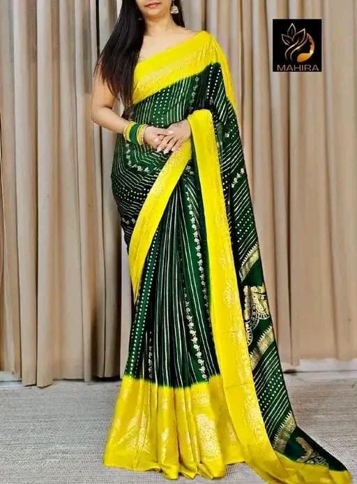 Fancy printed saree with pallu blouse