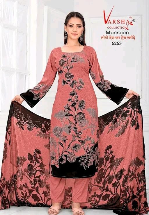 Women print creps suit & dress materials with dupatta