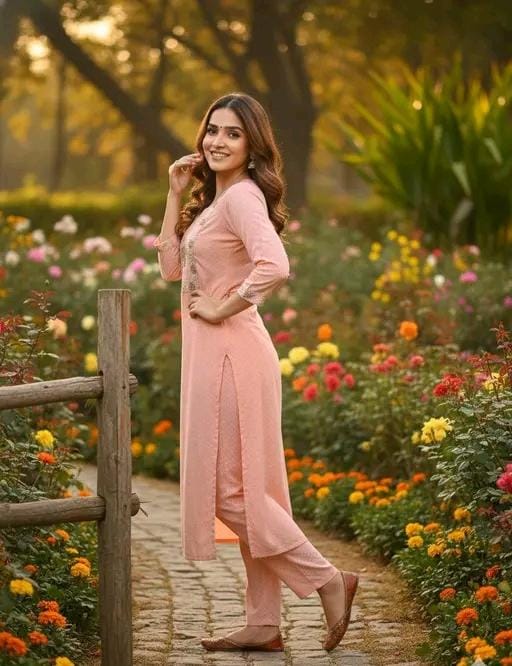Women fancy orange kurti trouser