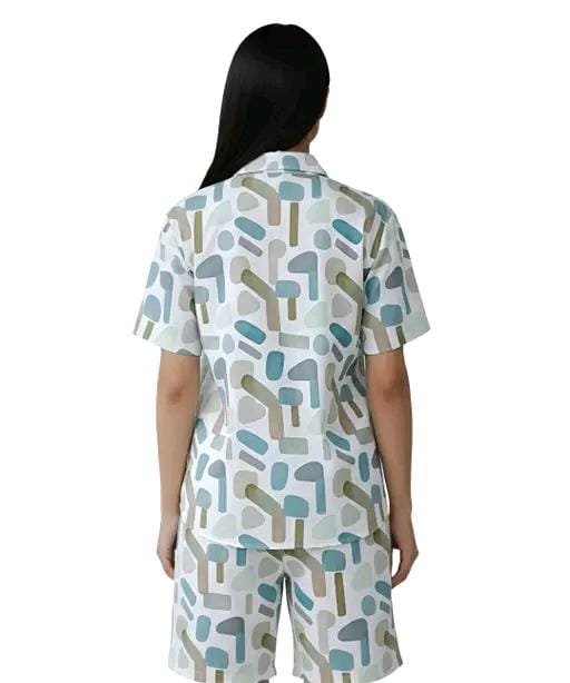 Laycra printed shirt & shorts co -co ord set for women