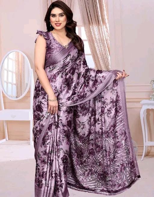 Fany print printed silk saree with blouse