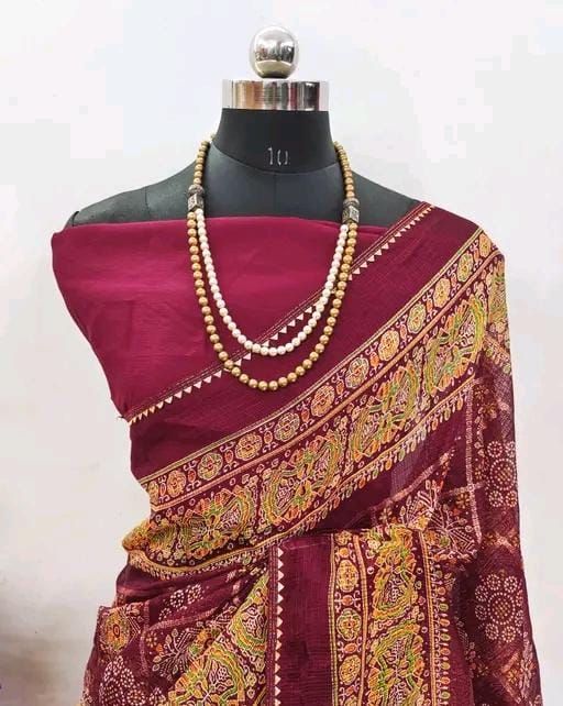 Print kota doriyablocked printed saree for women