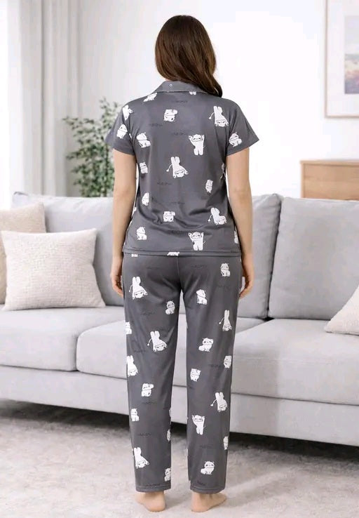 Women night suit set/co-rd set top and pajama set