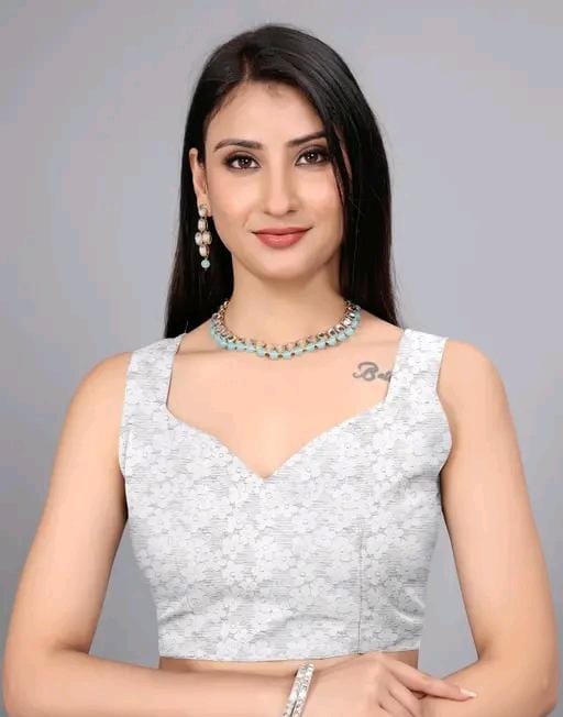 Women fancy supernet beads and stone saree with jackard blouse