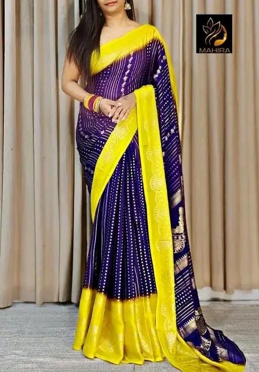 Fancy printed saree with pallu blouse