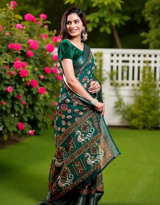 Women fancy linen cotton saree