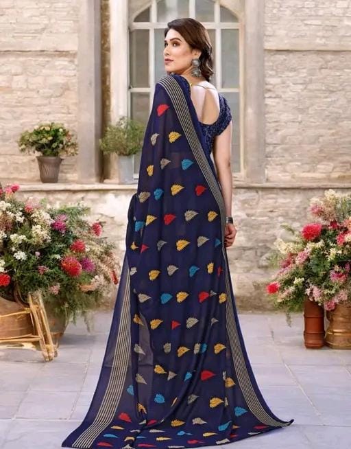 Bollywoid printed blue georgette saree