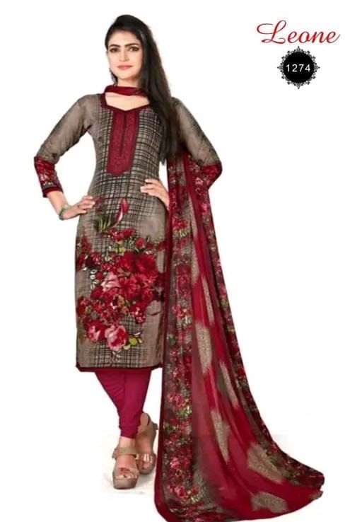 Polyster/crepe fabric women's multi color printed salwar suit