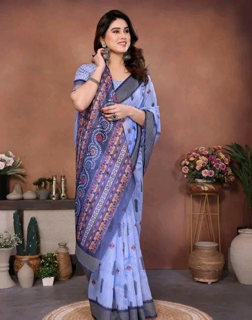 Designer fancy pure cotton saree