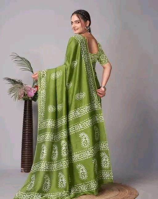 Pure cotton muh mul saree printed saree with blouse