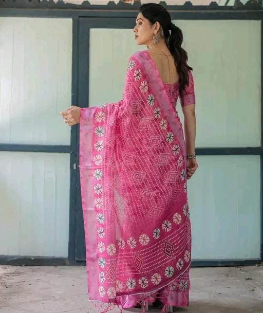 Women 's linen cotton saree party daily
