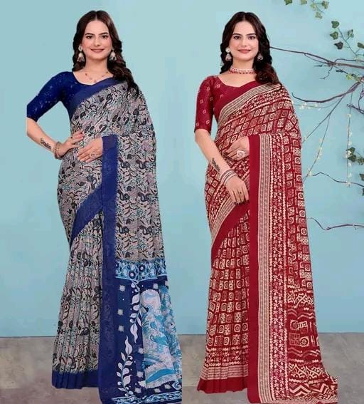 Fancy georgette printed saree for women