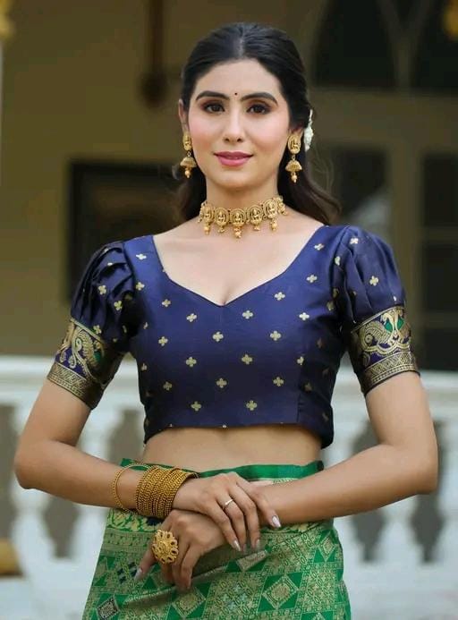 Fancy women cotton silk saree with blouse