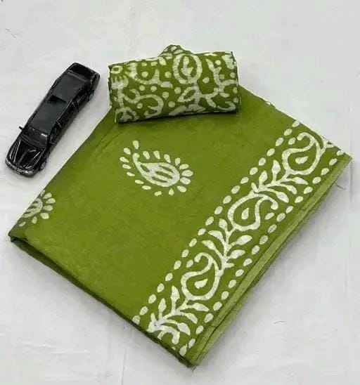 Pure cotton muh mul saree printed saree with blouse