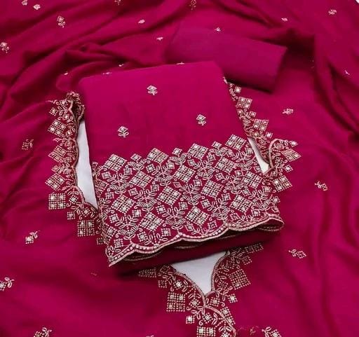 Women's blue vichitra silk dress material