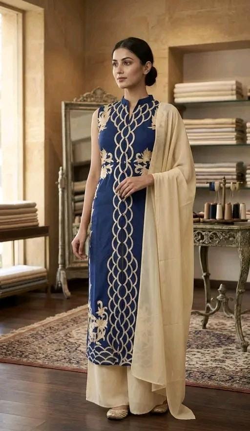 Lavza women classic beauty georgette frock plazzo set suit