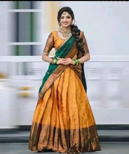 Women jacquard stitched lehenga choli