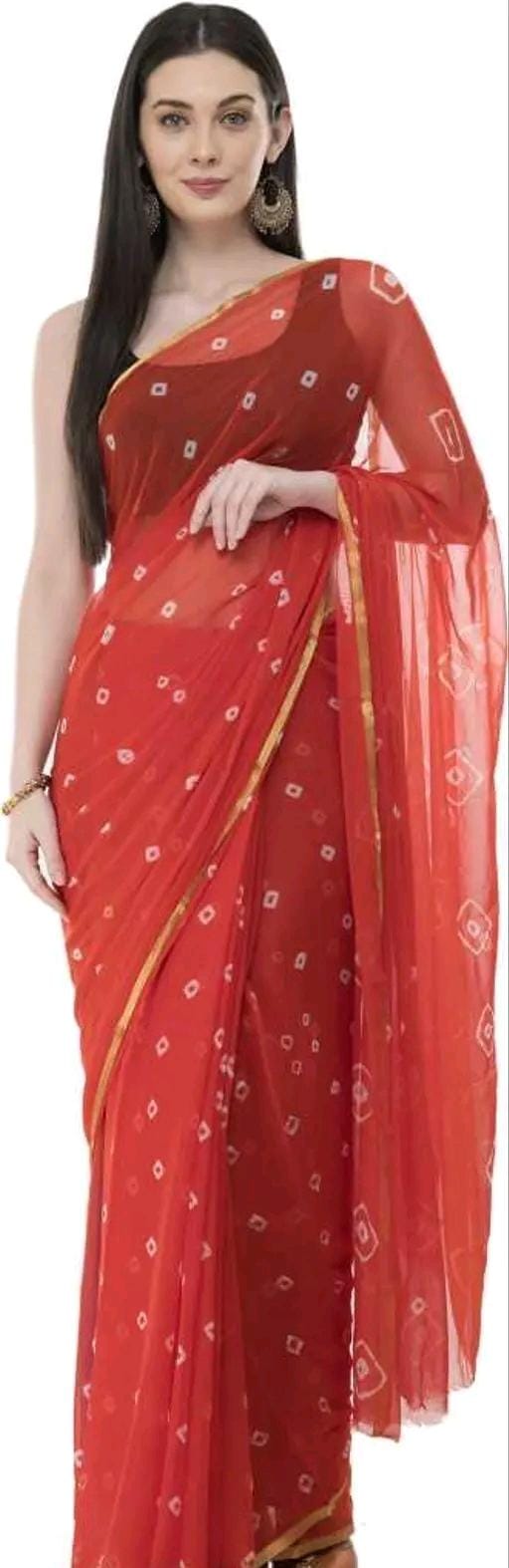 Fashions chiffo  bandhani printed saree with blouse