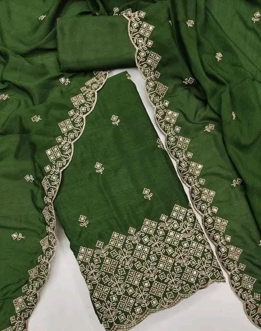 Women's blue vichitra silk dress material