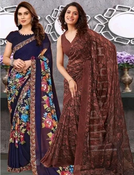 Pack of -2best daily wear georgette printed saree