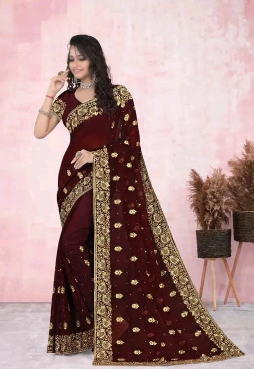 Heavy work with full diamond (stone)handwork saree