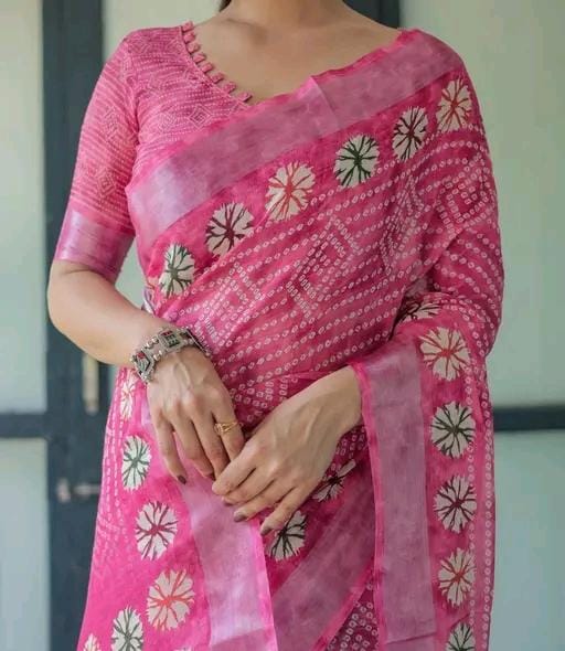 Women 's linen cotton saree party daily