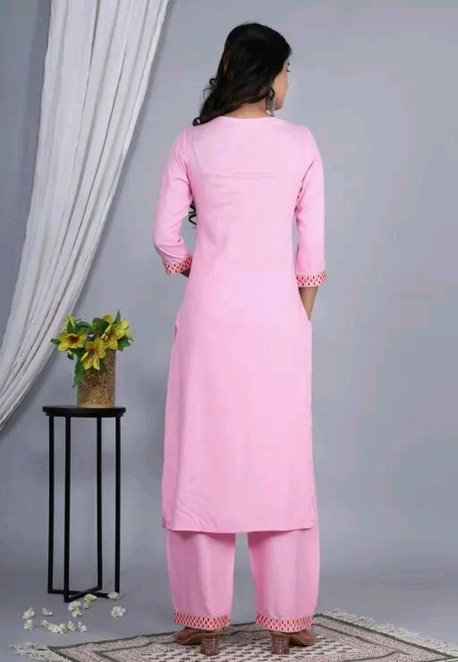 LVISH CRAFTS Women Rayon A-line Embroidred Long Kurti With Palazzos and Dupatta Set