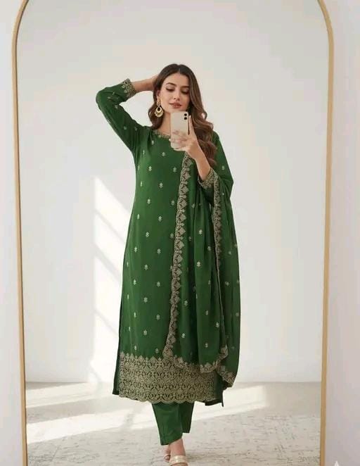 Women's blue vichitra silk dress material