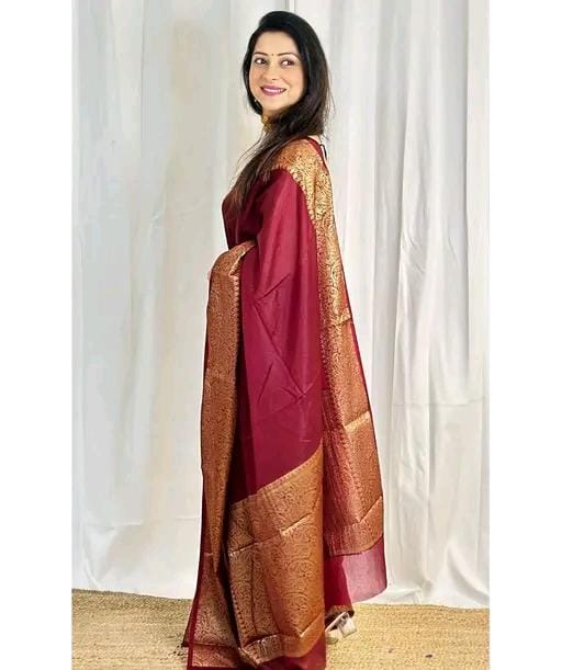 Royal banarasi soft semi silk saree with blouse piece for womens